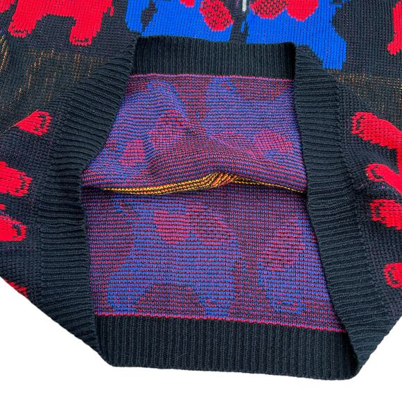 Extra Touch Elephant Mod Pop Art 3/4 Zip Sweater Sz 40 - Picture 7 of 9